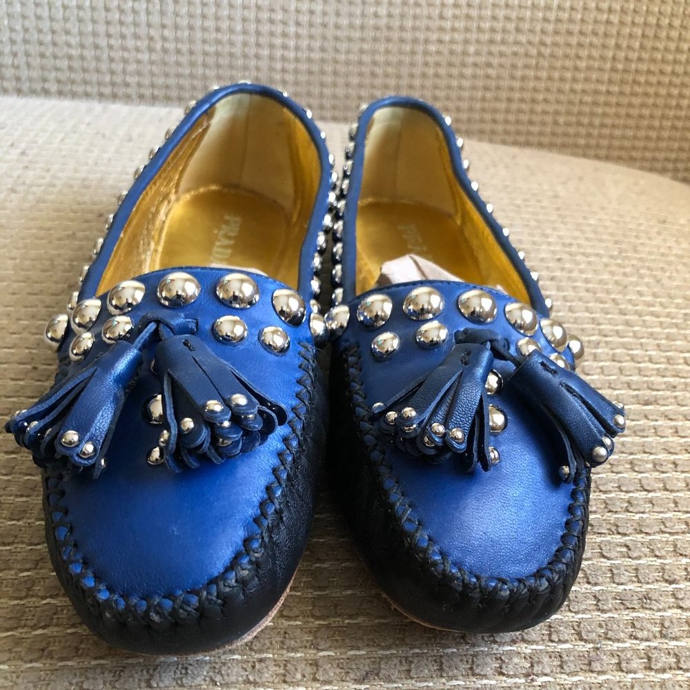 Prada Multicolored Studded Colorblock Flats